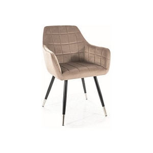 Scaun NUxE, stofa catifelata/metal, 56x42x83 cm, bej/negru