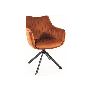 Scaun rotativ AZALIA, stofa catifelata/metal, 61x44x86 cm, caramiziu/negru