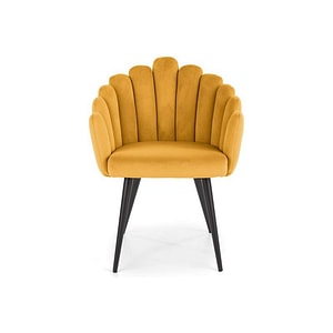 Scaun tapitat K410, stofa catifelata, 65x62x85 cm, galben mustar