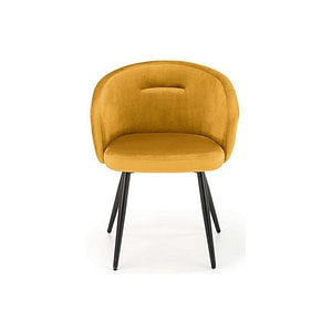 Scaun K430, stofa catifelata/metal, 51x54x77 cm, galben mustar/negru