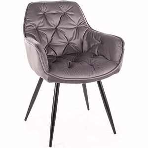 Scaun CHERRY MONOLITH, stofa catifelata/metal, 51x43x87 cm, gri/negru
