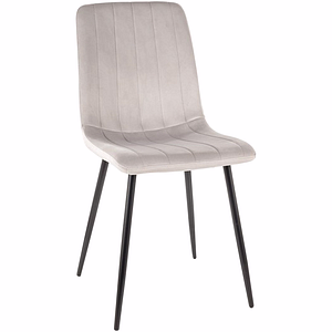 Scaun ALAN, stofa catifelata/metal, 45x39x91 cm, gri deschis/negru