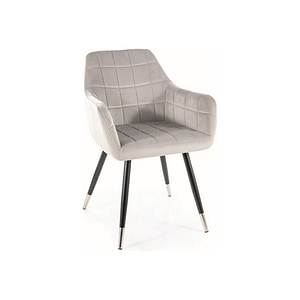 Scaun NUxE, stofa catifelata/metal, 56x42x83 cm, gri deschis/negru