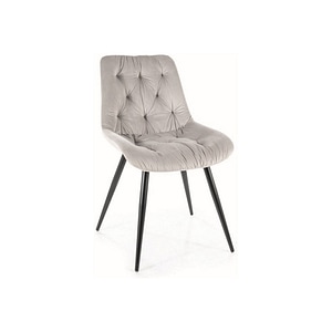 Scaun PRAGA, stofa catifelata/metal, 49x43x84 cm, gri deschis/negru
