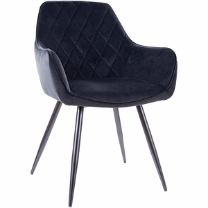 Scaun LINEA, stofa catifelata/metal, 43x43x82 cm, negru