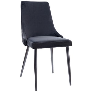 Scaun tapitat PIANO B, stofa catifelata/metal, 47x44x93 cm, negru