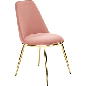 Scaun K460, stofa catifelata/metal, 49x54x84 cm, roz/auriu