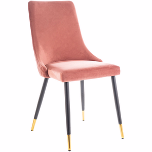 Scaun PIANO, stofa catifelata/metal, 47x44x93 cm, roz/negru/auriu