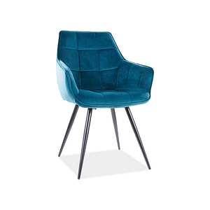 Scaun Lilia, stofa catifelata/metal, 59x45x90 cm, turcoaz/negru