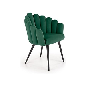 Scaun tapitat K410, stofa catifelata/metal, 65x62x85 cm, verde/negru
