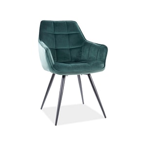 Scaun Lilia, stofa catifelata/metal, 59x45x90 cm, verde/negru