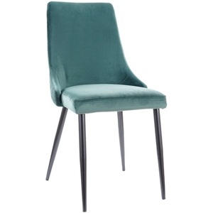 Scaun tapitat PIANO B, stofa catifelata/metal, 47x44x93 cm, verde/negru