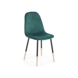 Scaun tapitat K379, stofa catifelata/metal, 45x48x88 cm, verde/negru