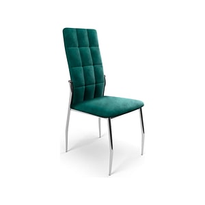 Scaun tapitat K416, stofa catifelata/metal, 43x54x101 cm, verde inchis/crom