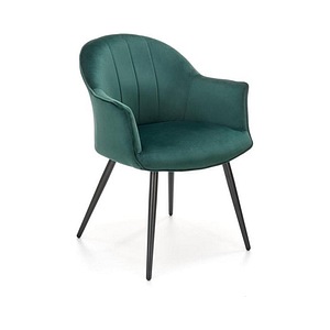 Scaun K468, stofa catifelata/metal, 67x62x84 cm, verde inchis/negru