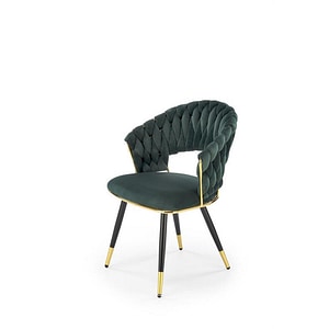 Scaun K551, stofa catifelata/metal, 62x58x85 cm, verde inchis/negru/auriu
