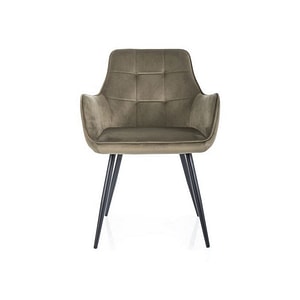 Scaun LEMON, stofa catifelata/metal, 57x47x85 cm, verde olive/negru