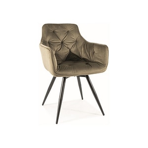 Scaun MANGO, stofa catifelata/metal, 57x45x83 cm, verde maslin/negru