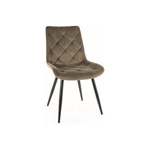 Scaun RALPH, stofa catifelata/metal, 51x42x88 cm, verde olive/negru