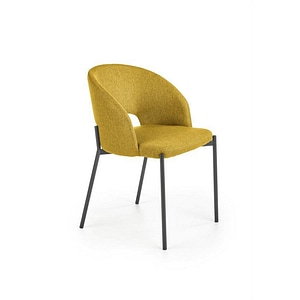 Scaun K373, stofa clasica/metal, 51x57x77 cm, galben/negru