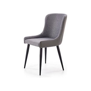 Scaun tapitat K333, stofa clasica/piele ecologica, 49x62x87 cm, gri/negru
