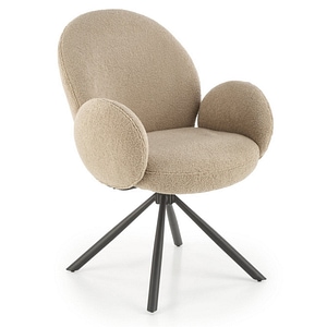 Scaun rotativ K498, stofa buclata/metal, 64x63x90 cm, cappuccino/negru