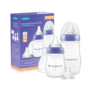 Set de biberoane cu tetina Lansinoh NaturalWave, flux rapid