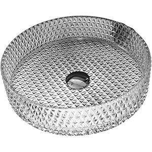 Lavoar de blat Rea, cristal/sticla, rotund, 39x39cm, gri/piatra