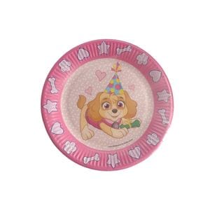 Set 6 farfurii carton Paw Patrol, multicolor, diametru 23 cm, Skye