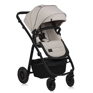 Carucior 3 in 1 Lionelo, Amber Plus, Landou intarit, Cu scoica auto testata ADAC, Reversibil, Maner ajustabil, Cu accesorii, 0 - 22 kg, EN1888-1, EN1888-2, EN1466, ECE R129, Bej