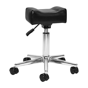 Taburet mobil pedichiura Bell Sillon, Negru, Piele ecologica