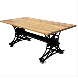 Masa din lemn masiv fag, cu picioare din metal, 250x100x79.5 cm