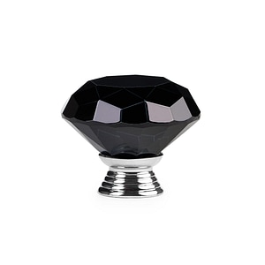 Buton Maner Mobilier Onuvio, forma diamant, Diamond Cut Luxury, Cristal K9, diametru 40mm, baza aliaj Zinc Aluminiu, Negru