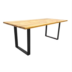 Masa din lemn masiv fag, cu picioare din metal, 200x95x75.5 cm
