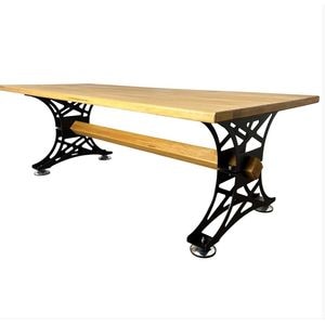 Masa din lemn masiv tei, cu picioare masa metal, 250x100x80 cm