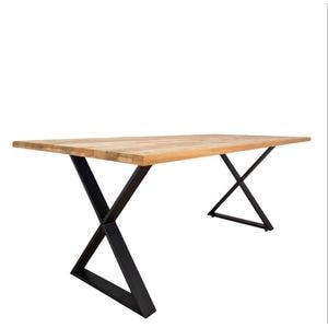  Masa de lemn masiv fag, cu picioare de masa din metal,  200x95x76.5 cm