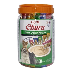 Recompense pentru pisici Churu Cat Varieties, cu pui & ton, 50 bucati, 700 gr