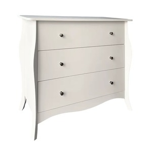 Comoda din MDF, metal, cu 3 sertare, stil baroc, eleganta si moderna, living, dormitor, 91.5x40x81.5 cm, alb