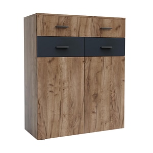 Comoda Sani Urban, Stejar kraft tabako/Grafit, 90 x 38 x 108 cm
