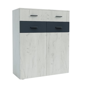 Comoda Sani Urban, Stejar kraft alb/Antracit, 90 x 38 x 108 cm