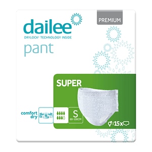 Scutece tip chilot pentru adulti Dailee Premium Super 7 picaturi, marimea S, 15 bucati