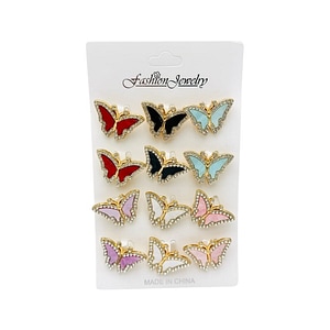 Set martisoare Baobao, Brose, Fluturi viu colorati, 12 buc, multicolor