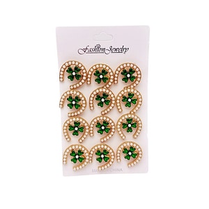 Set martisoare Baobao, Brose, Potcoava norocoasa cu trifoi cu 4 foi, 12 buc, multicolor