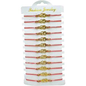 Set martisoare BaoBao, Bratari reglabile, Cu snur elastic si pandantiv, Forever Love, 12 buc