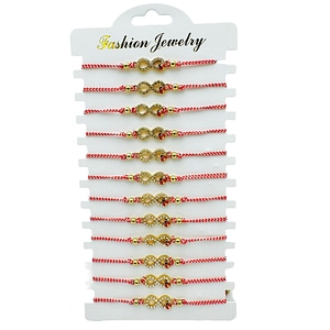 Set martisoare BaoBao, Bratari reglabile, Cu snur elastic si pandantiv, Infinity Love, 12 buc