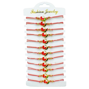 Set martisoare BaoBao, Bratari reglabile, Cu snur elastic si pandantiv, Trifoi Norocos, 12 buc