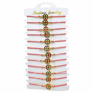 Set martisoare BaoBao, Bratari reglabile, Trifoi Norocos, 12 buc, Multicolor