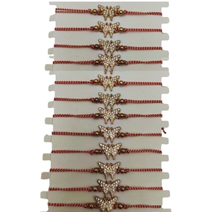 Set martisoare BaoBao, Bratari, Fluturas dragalasi cu pietricele, Cu margele si snur reglabil, 12 buc
