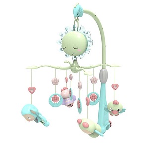 Carusel muzical Bebe Stars, Pentru patut, leagan sau tarc de joaca, Cu 4 jucarii, Cu melodii, cantece de leagan si sunete din natura, Conform cu EN71, 0 luni+, Nature Green