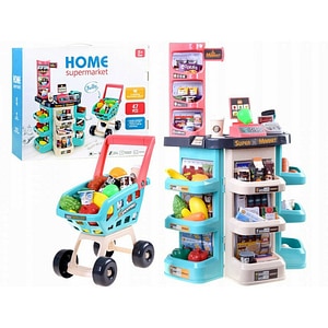 Set de joaca Jokomisiada, Supermarket, Cu accesorii, casa de marcat, produse, cos de cumparaturi, 3 ani+, Multicolor